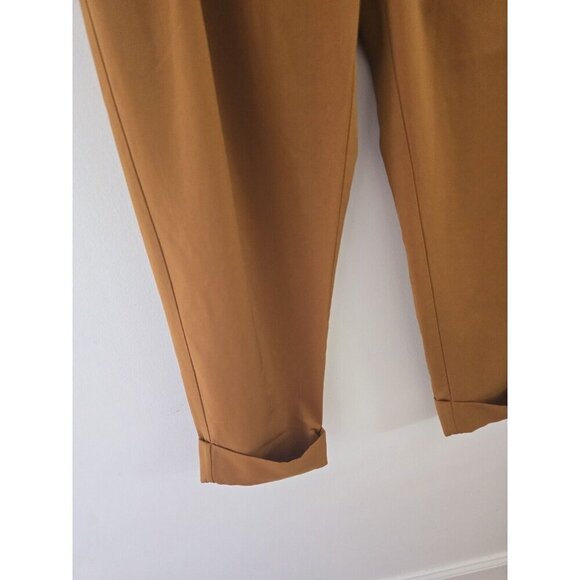 Elizabeth And James Paperbag Belted Pleated Mustard Brown Cuff Ankle Pants 10 M - Picture 5 of 14